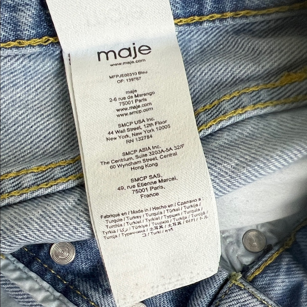Maje Patched Boyfriend Jeans Blue US 0 France 34 - Picture 11 of 12